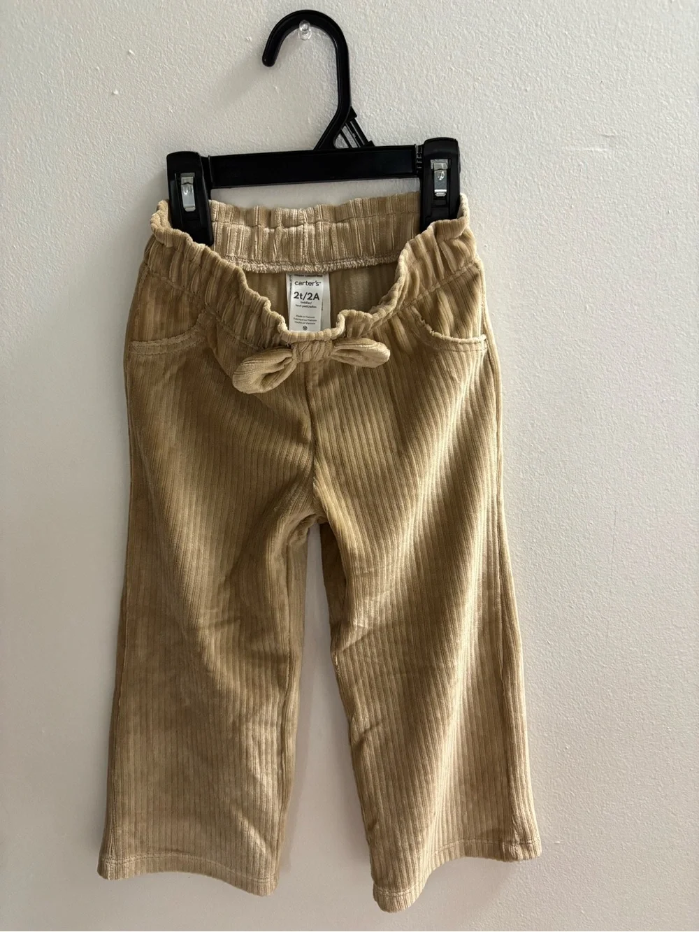 Carter's Tan Corduroy Ribbed Pants Elastic Waist 2T/2A